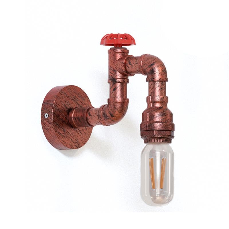 Industrial Steampunk Pipe Wall Sconce Light, Rustic Metal E27 Vintage Indoor Lamp