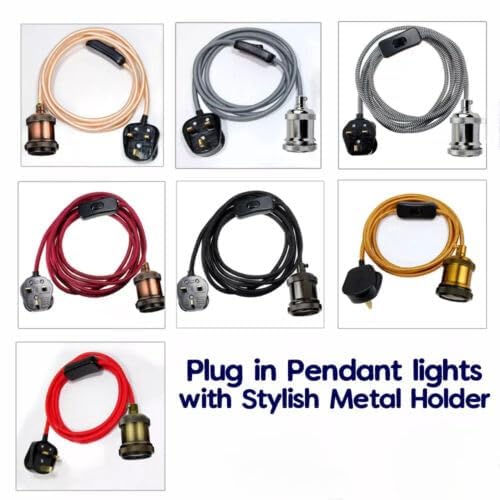 Industrial LED Pendant Light with UK Plug ~6359