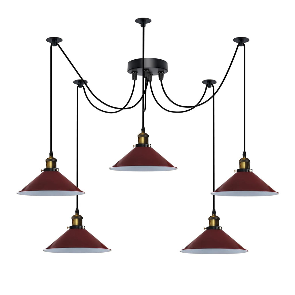 Industrial Vintage 5-Light Spider Pendant Lamp with Adjustable Metal Arms