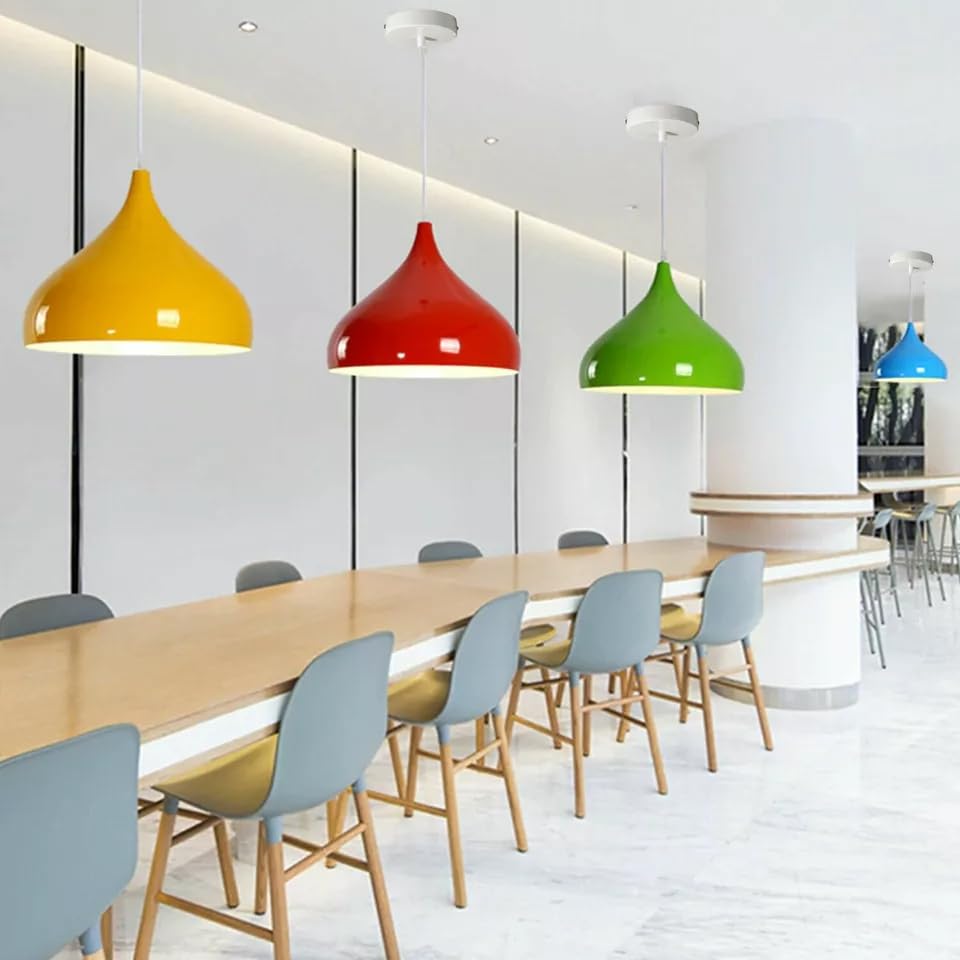 Industrial Vintage Metal Dome Pendant Light Fixture, Dimmable E27 Base Ceiling Lamp