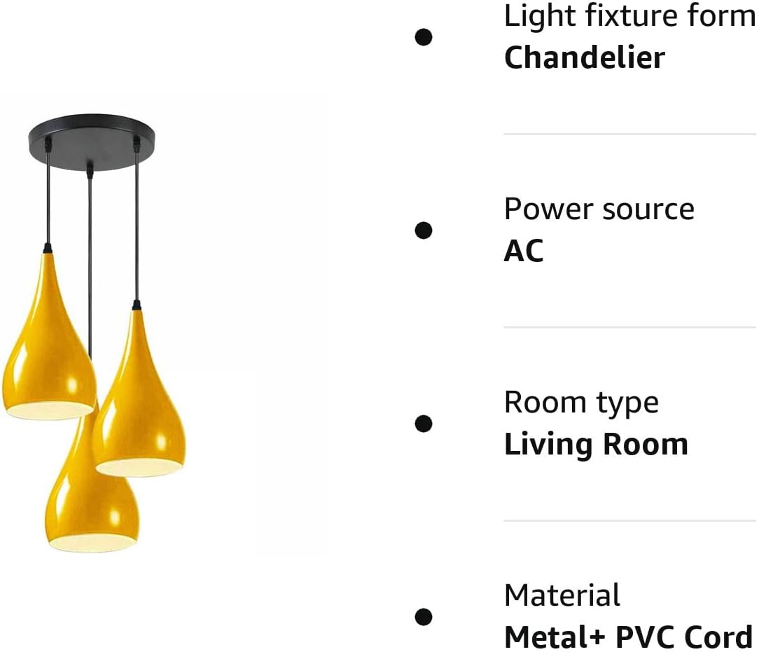 Modern 3-Way Multi Teardrop Ceiling Pendant Light Fixture E27 Base