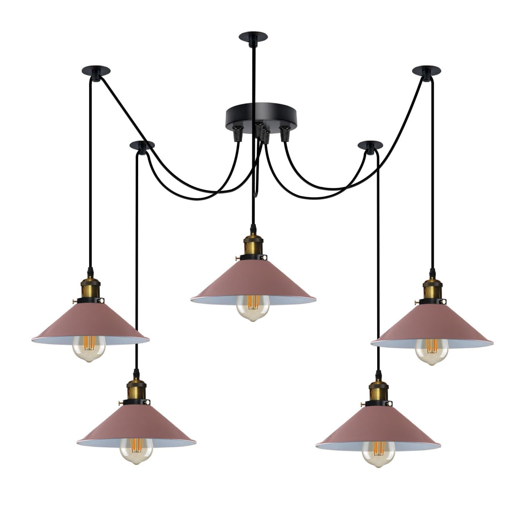 Industrial Vintage 5-Light Spider Pendant Lamp with Adjustable Metal Arms