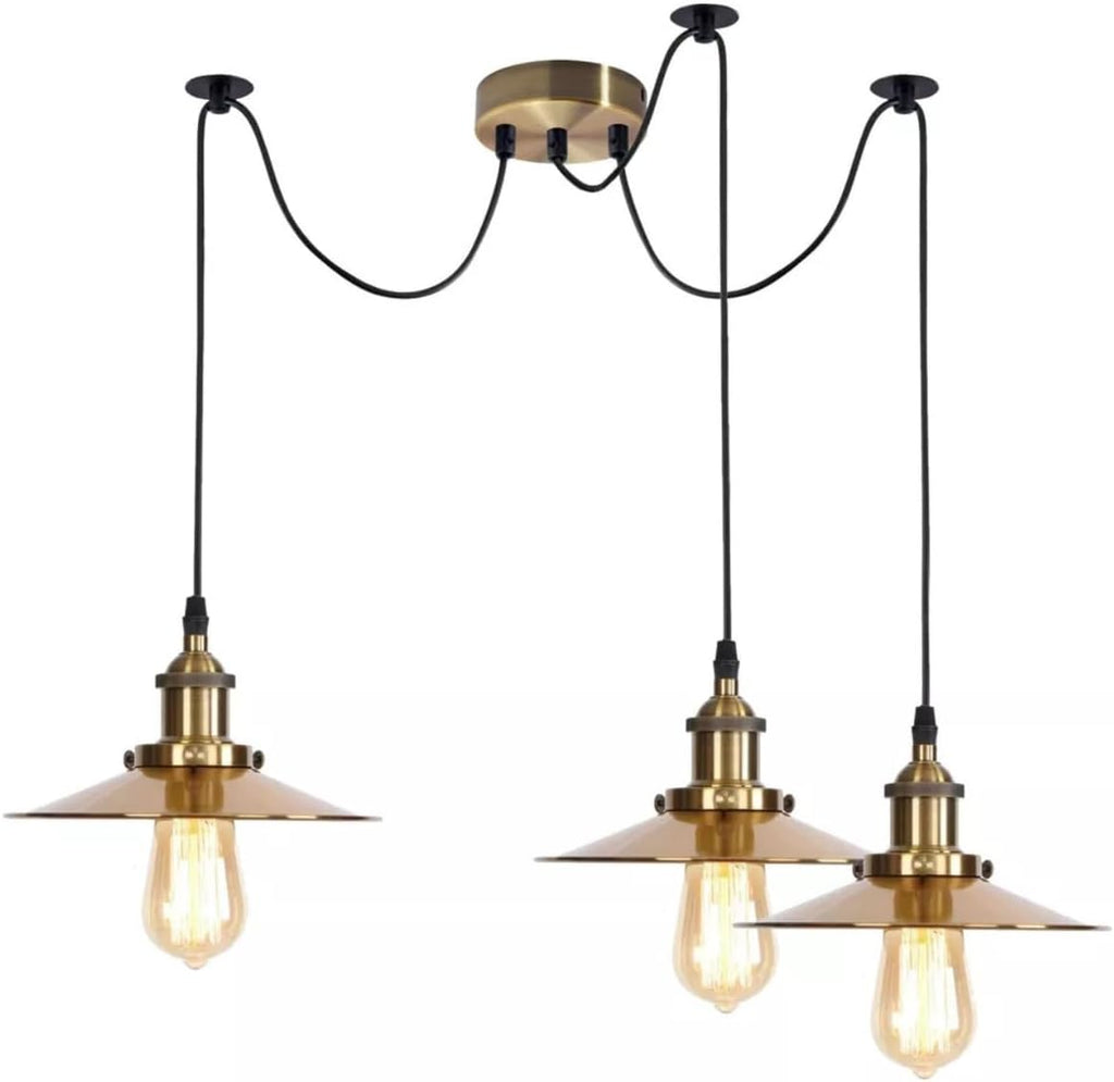 Vintage Industrial Metal Ceiling Pendant Light Fixture with Adjustable Length