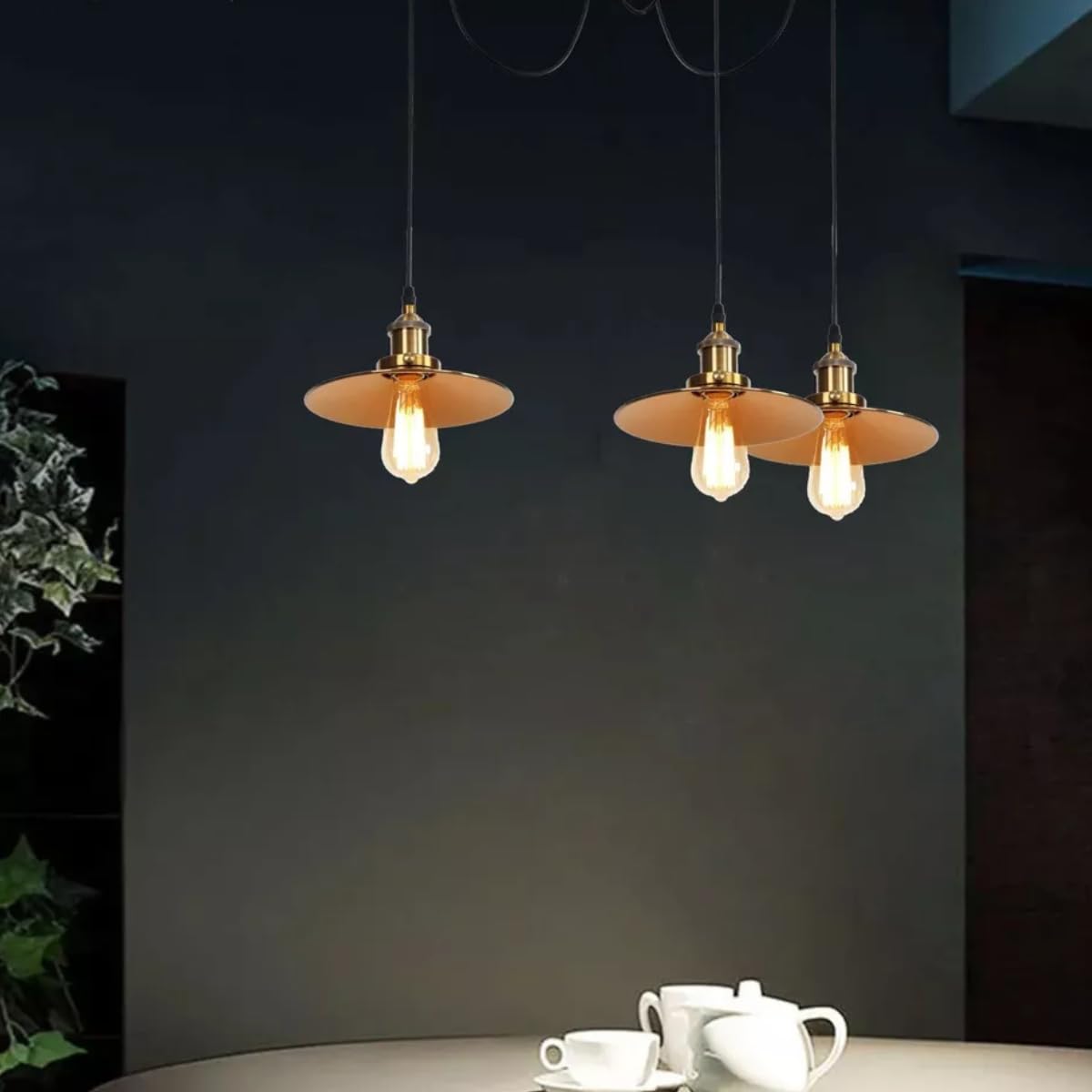 Vintage Industrial Metal Ceiling Pendant Light Fixture with Adjustable Length