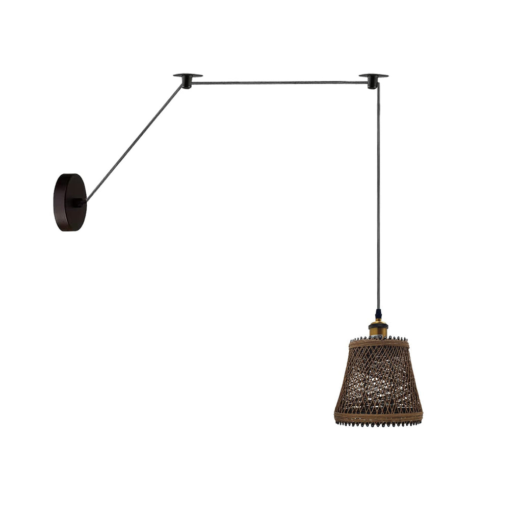 Hand-Woven Natural Bamboo Hemp Ceiling Pendant Light for Rustic Homes