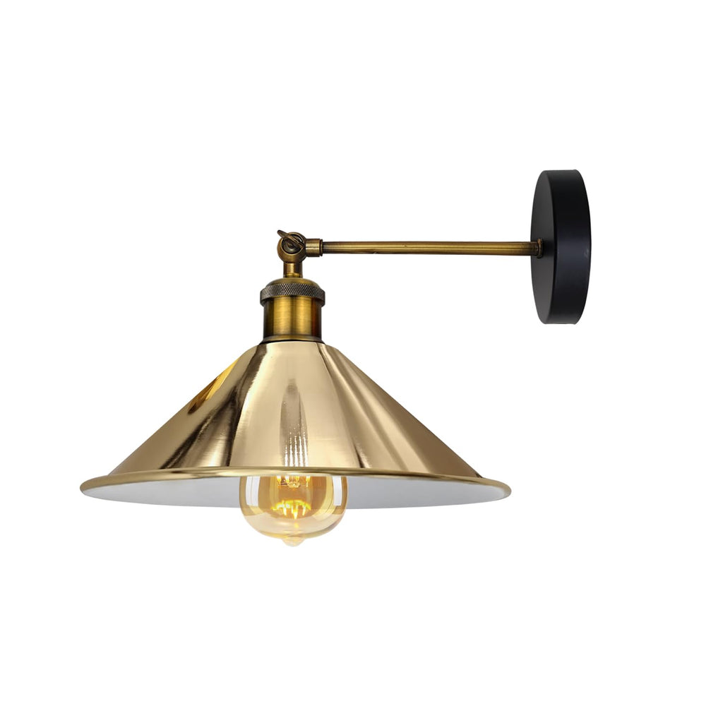 Vintage Industrial Metal Wall Sconce Light Fixture with Cone Shade, E27 Base