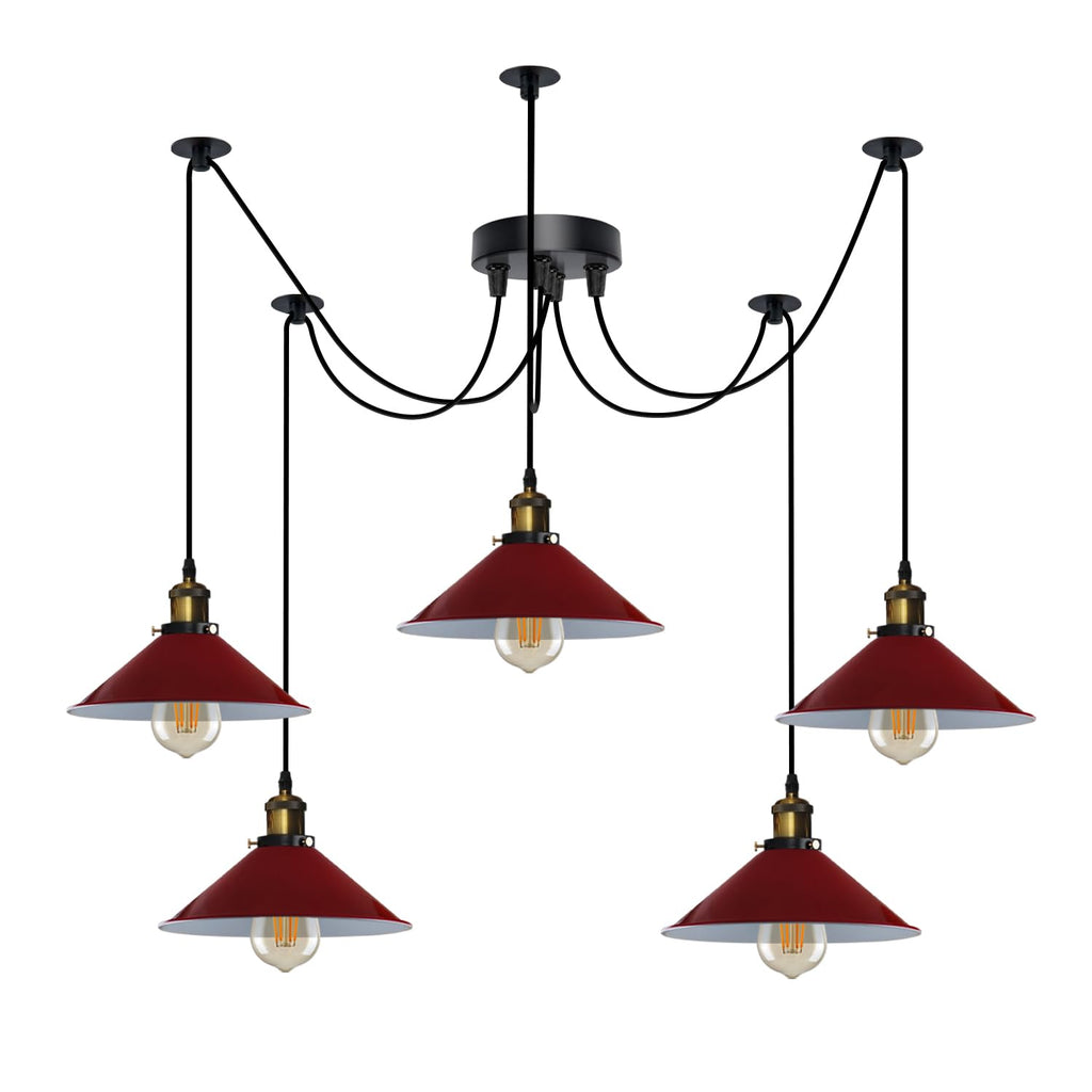 Modern Industrial Five-Arm Spider Pendant Light Kit with E27 Sockets