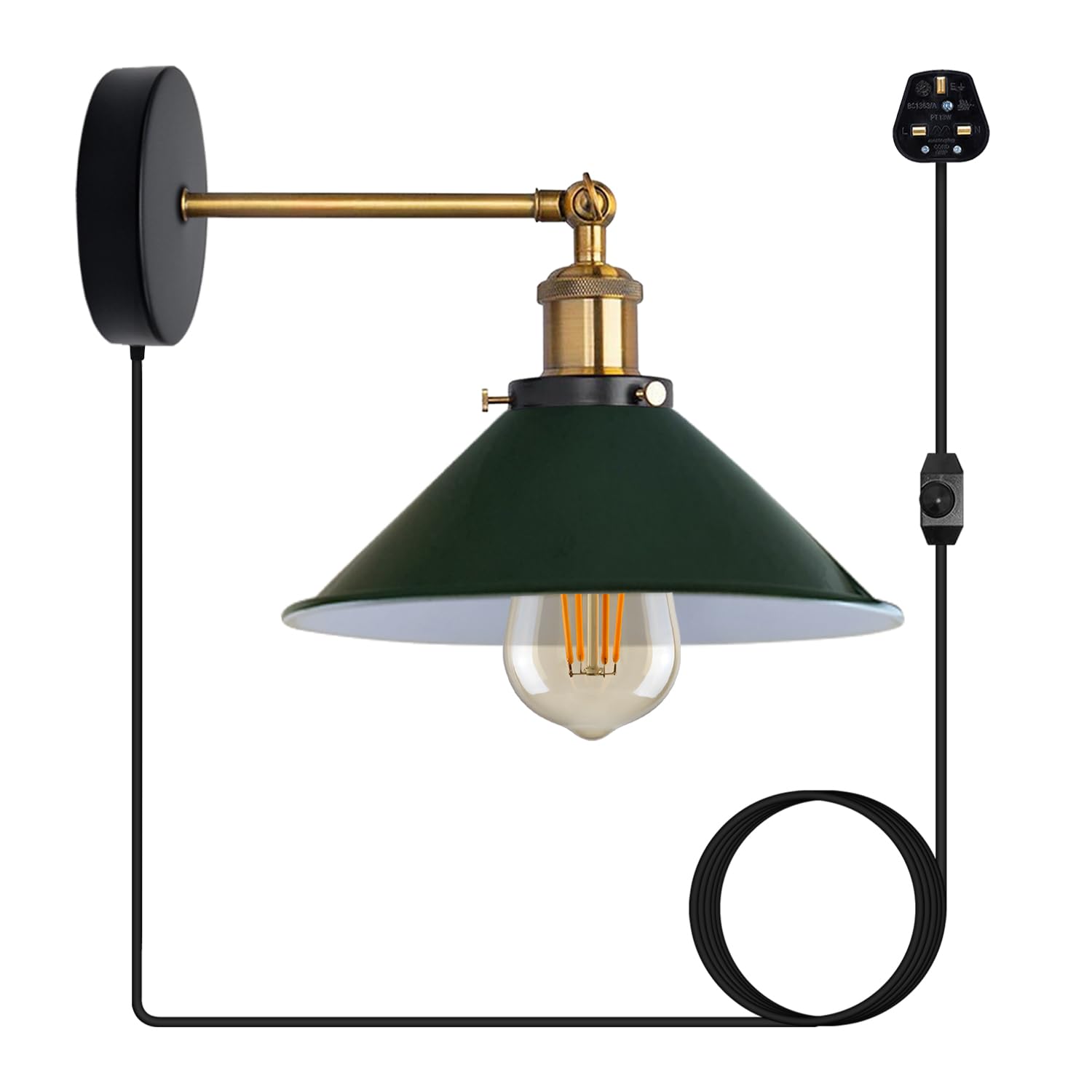 Industrial Indoor Plug in Wall Light with Dimmer ~6332