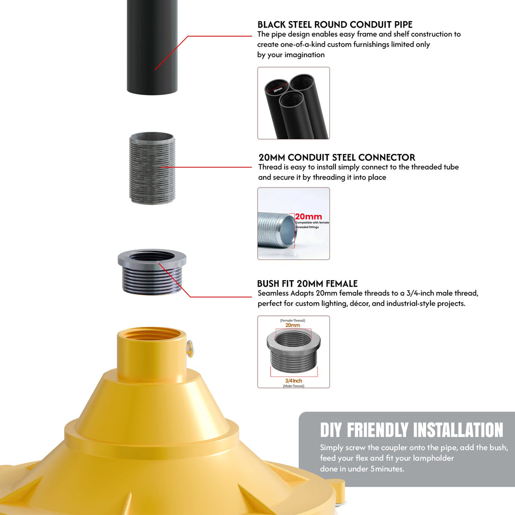 Industrial Conduit pipe ceiling pendant light kit with Fisherman Cage ~ 6114