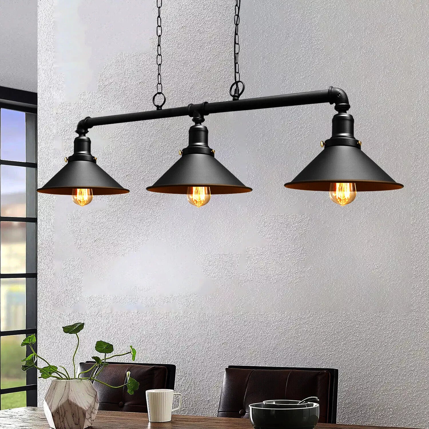 Industrial Steampunk 3 Way Ceiling Lights Black ~901