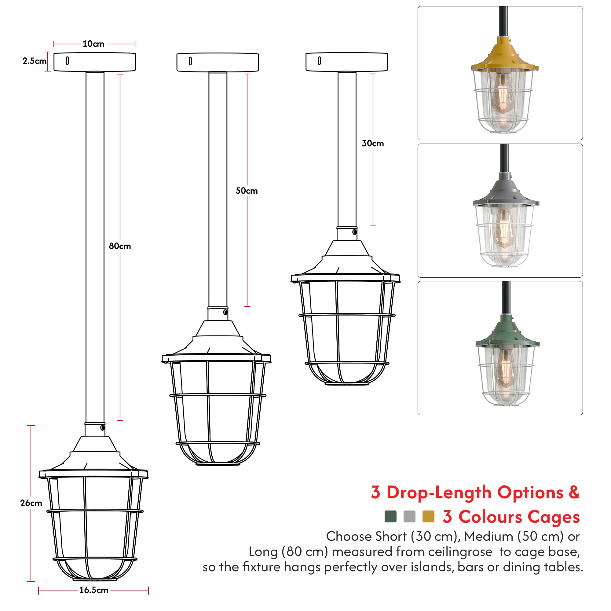 Industrial Conduit pipe ceiling pendant light kit with Fisherman Cage ~ 6114