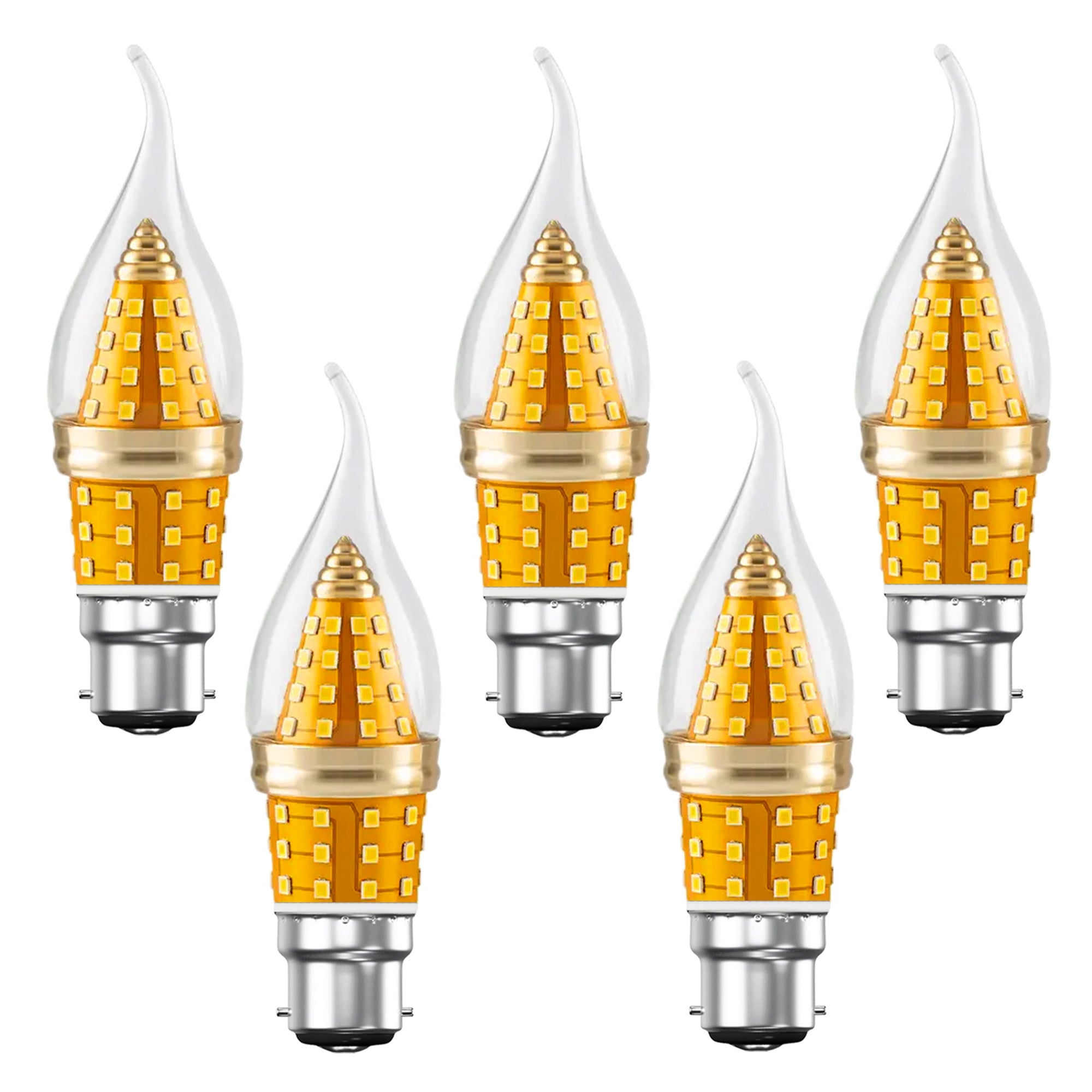 Amber Flame Tip LED C35 B22 Candle Bulb 12W 3-Color Energy Saving Light
