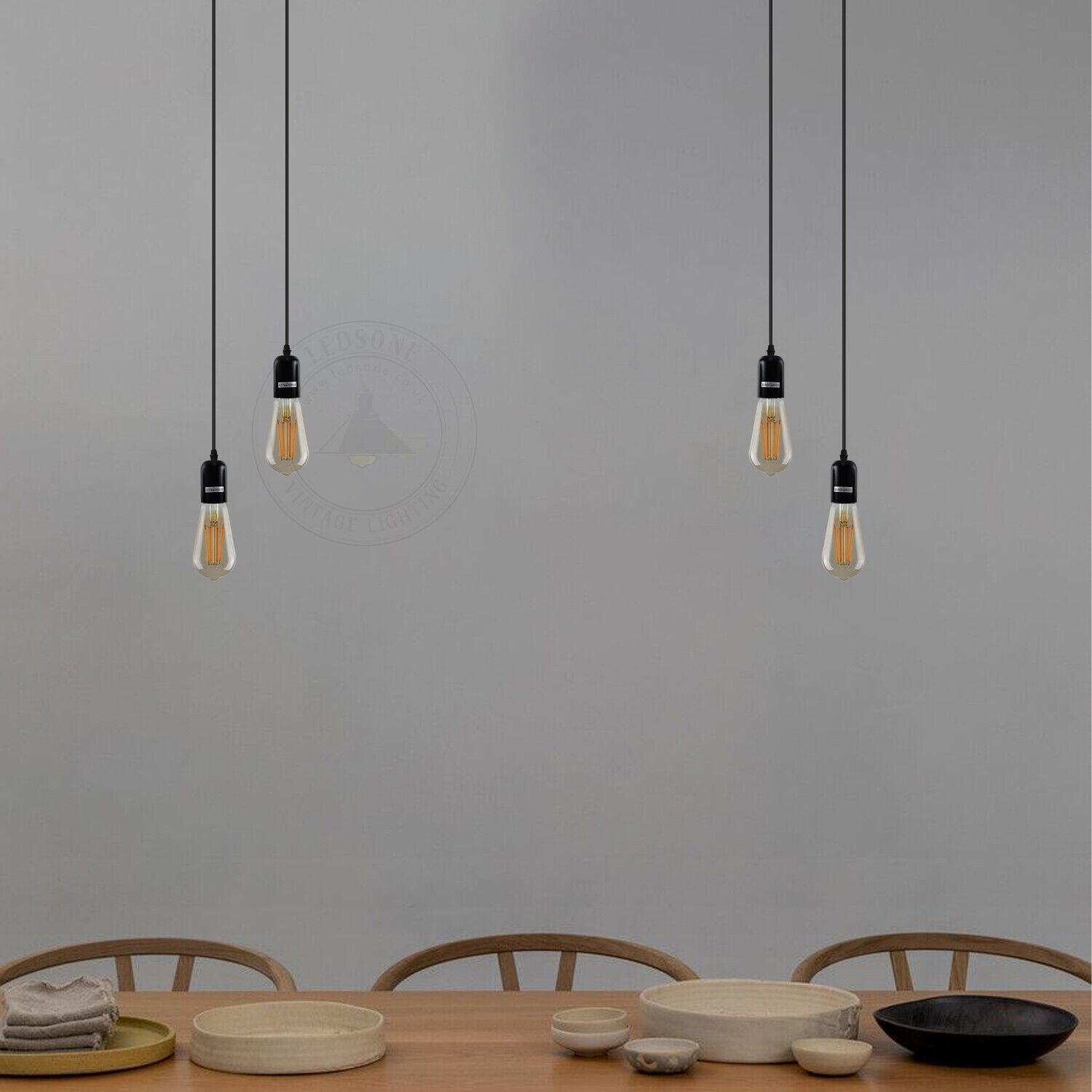 Vintage Industrial Metal 2-Head Ceiling Pendant Light Fixture E27 Adjustable Drop