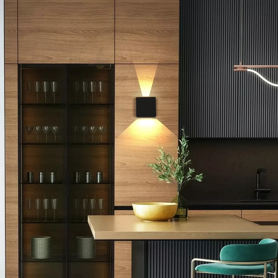 2 Pack Square Outdoor up down LED Wall Light PIR Motion Sensor IP54 Lamp 10W ~6255