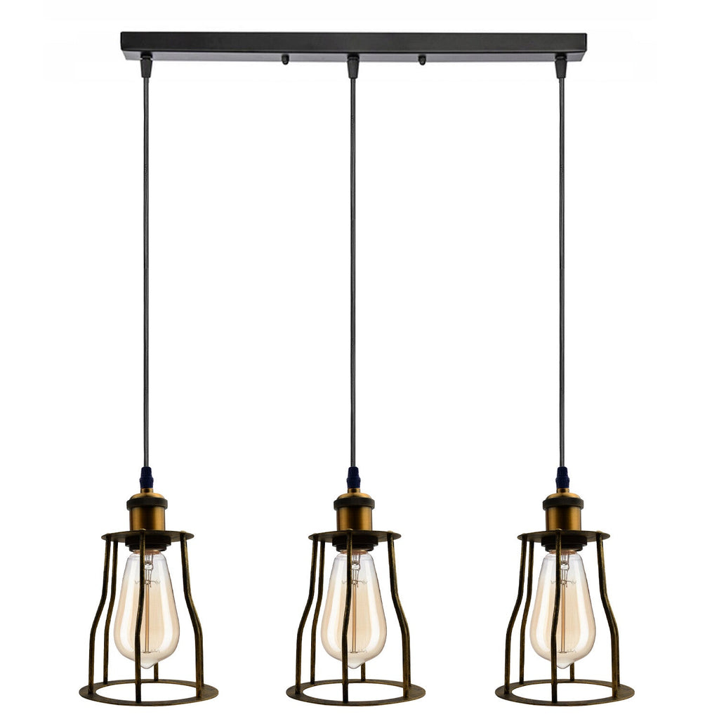 Vintage Industrial Ceiling Pendant Light with Wire Cage, Retro Hanging Lamp Fixture