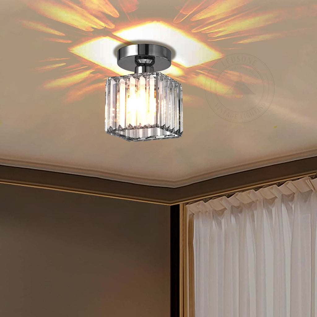 Modern K9 Crystal  Semi Flush Mount Square Ceiling Light ~6037