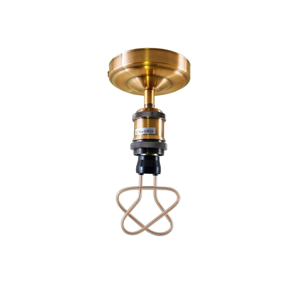 Industrial Flush Mount LED Ceiling Light Fixture, Modern Copper & Brass Finish