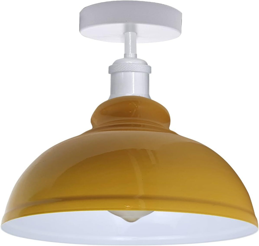Industrial Style Flush Mount Ceiling Light with Curvy Metal Dome Shade
