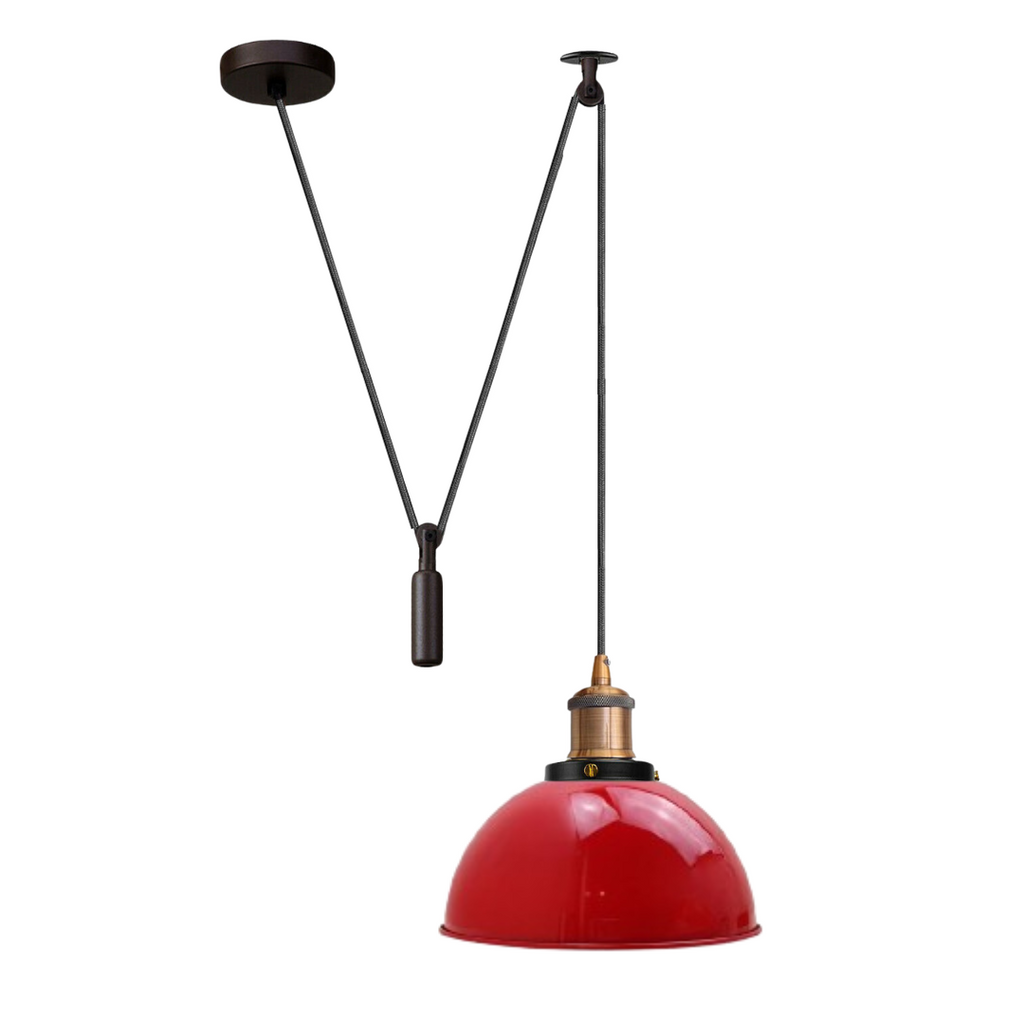 Adjustable Industrial Pulley Pendant Light Fixture, Vintage Metal Lampshade, E27 Base