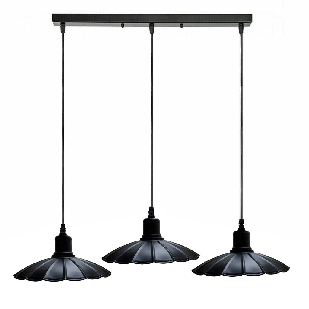 Vintage Industrial Black Metal 3-Head Pendant Light, Adjustable Ceiling Fixture