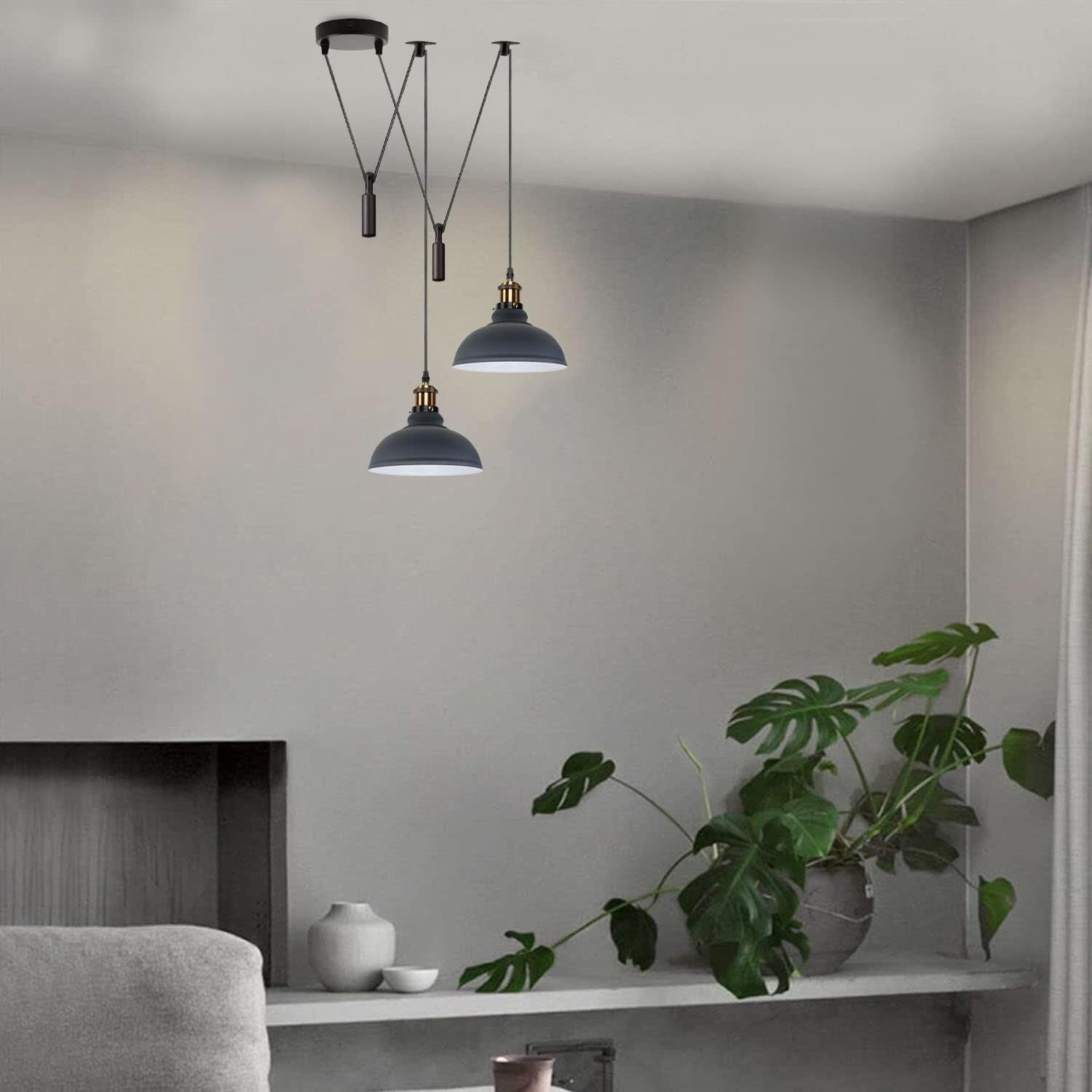 2 Head Ceiling Pendant Spider Light, 29cm Metal ~6147