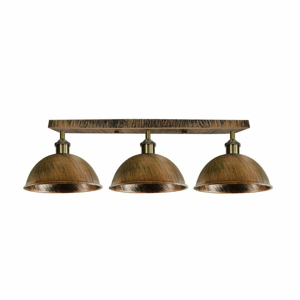 3-Way Industrial Flush Mount Ceiling Light Fixture with Metal Shades