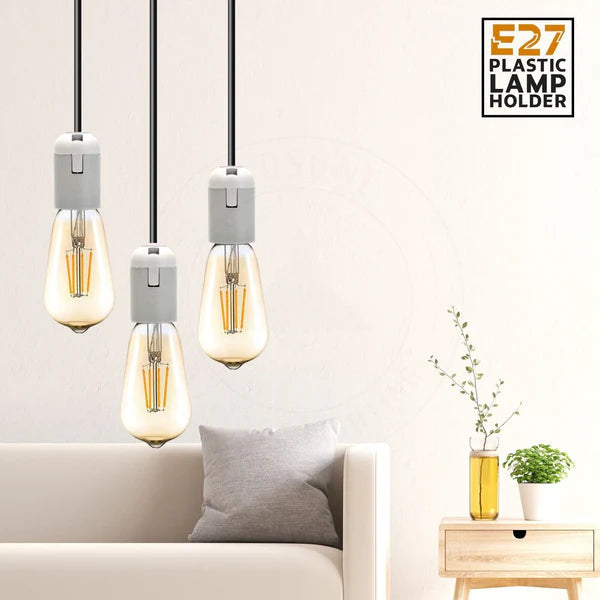 Versatile White E27 Edison Screw Pendant Ceiling Light Lamp Bulb Holder