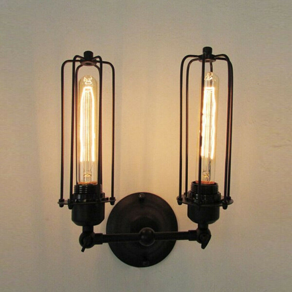 Vintage Industrial Metal Cage Wall Sconce Light - Adjustable Retro Design Lamp