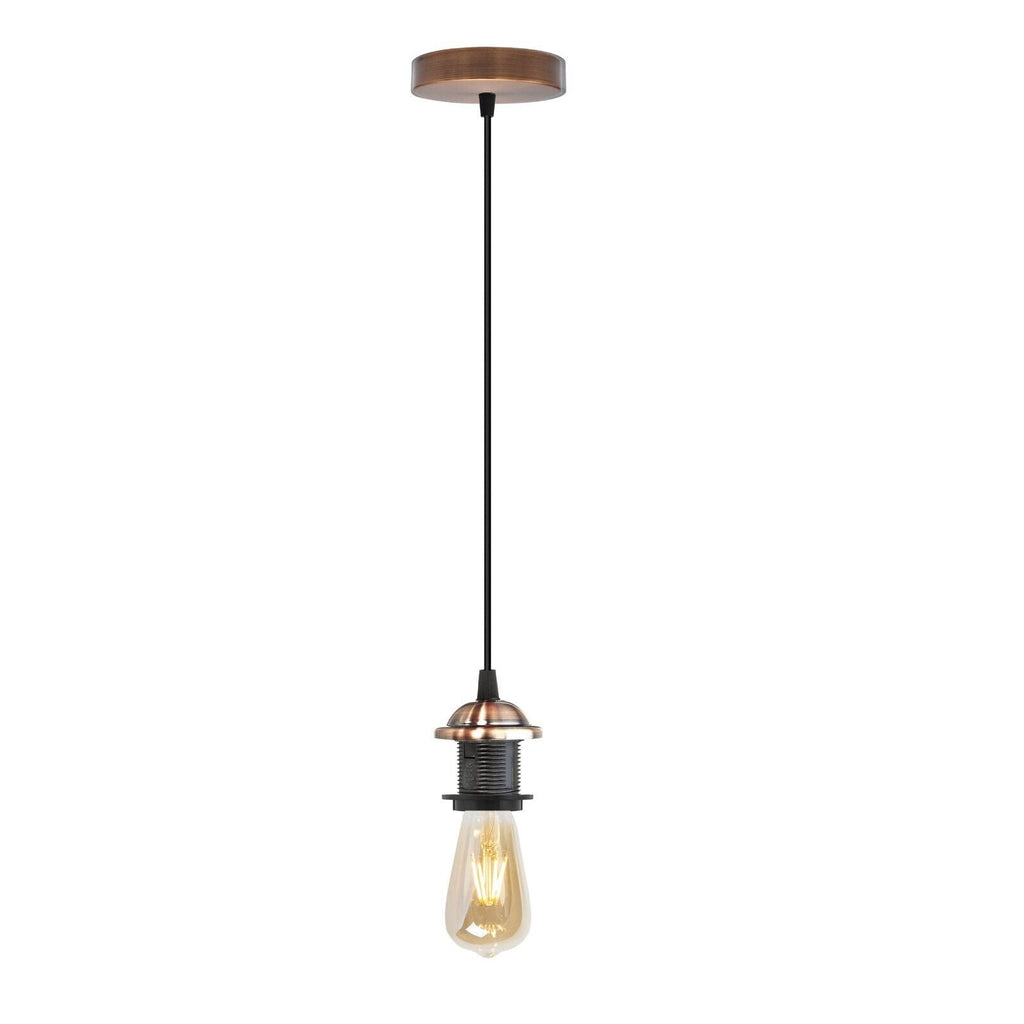 Industrial Metal E27 Adjustable Pendant Light Fixture, Multiple Finishes, Pack Options