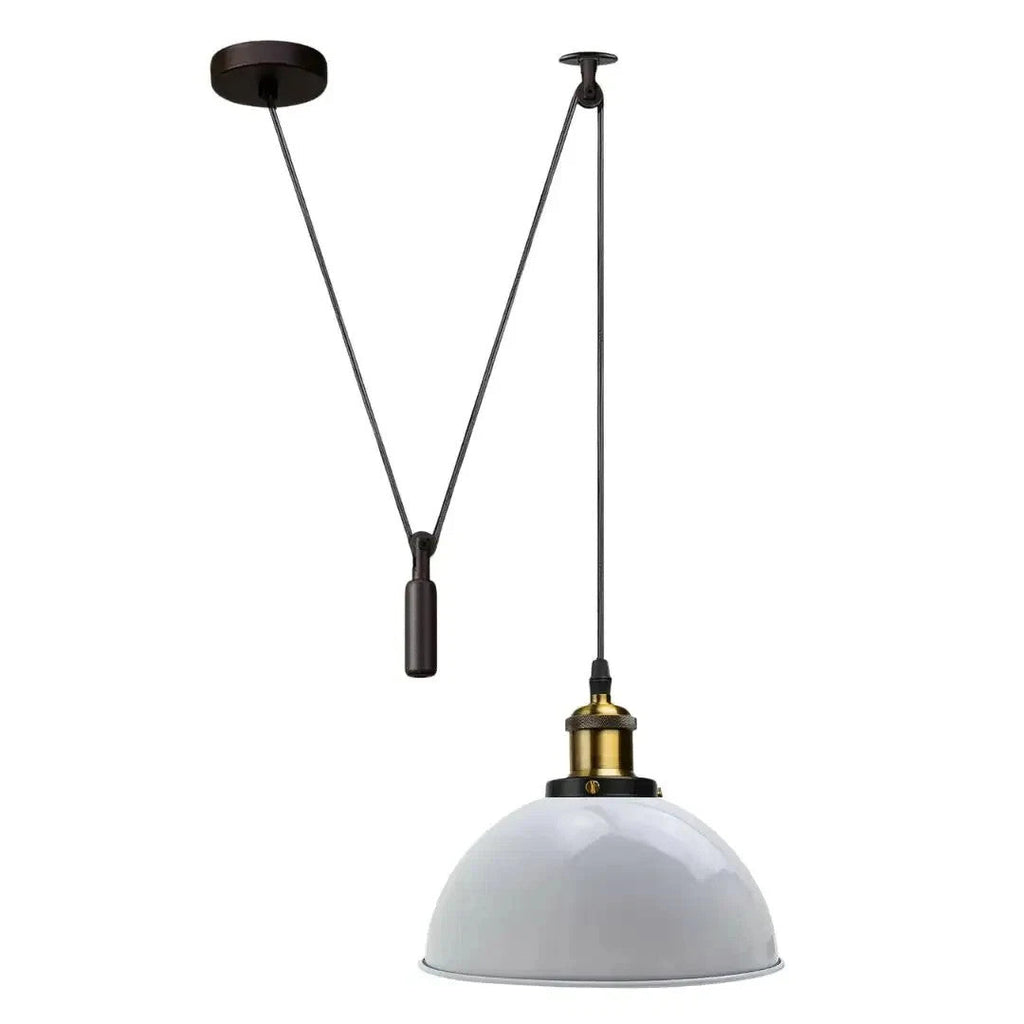 Adjustable Industrial Pulley Pendant Light, E27 Metal Hanging Lamp, Retro Ceiling Fixture