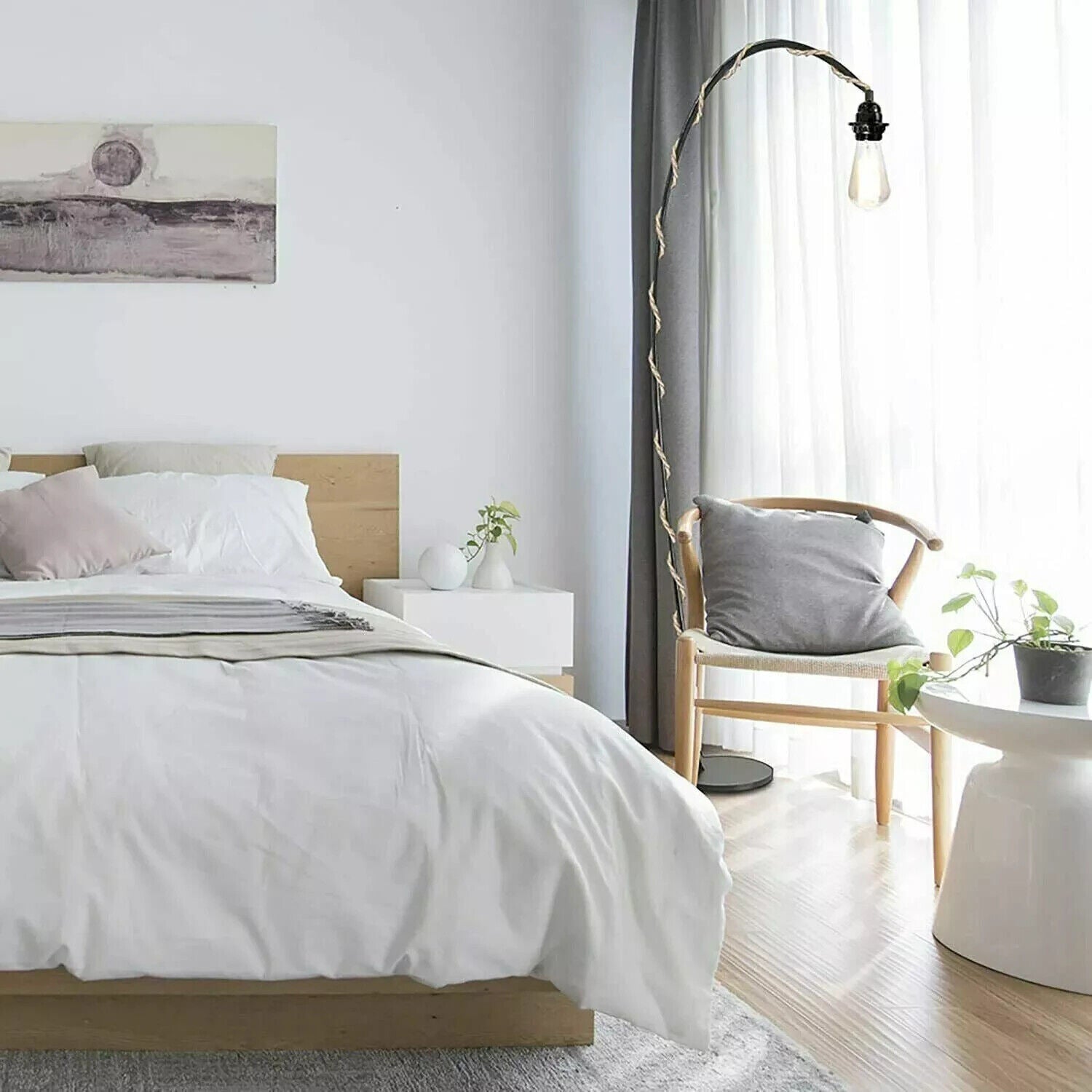 Twisted Hemp Rope Pendant Light Kit UK Plug, E27 Fitting ~6027