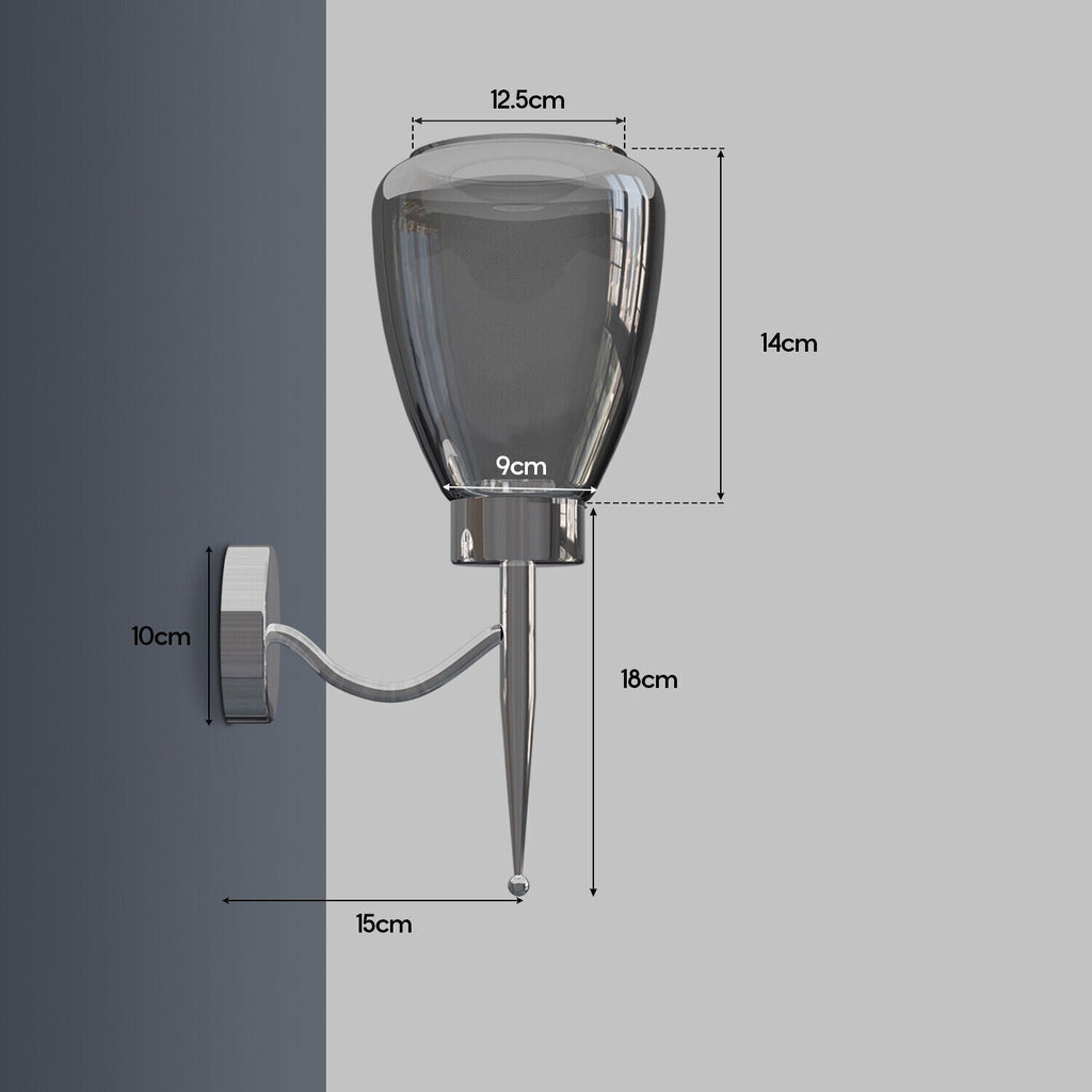 Modern Wall Sconces Smoked Glass Shade Wall Light ~5982