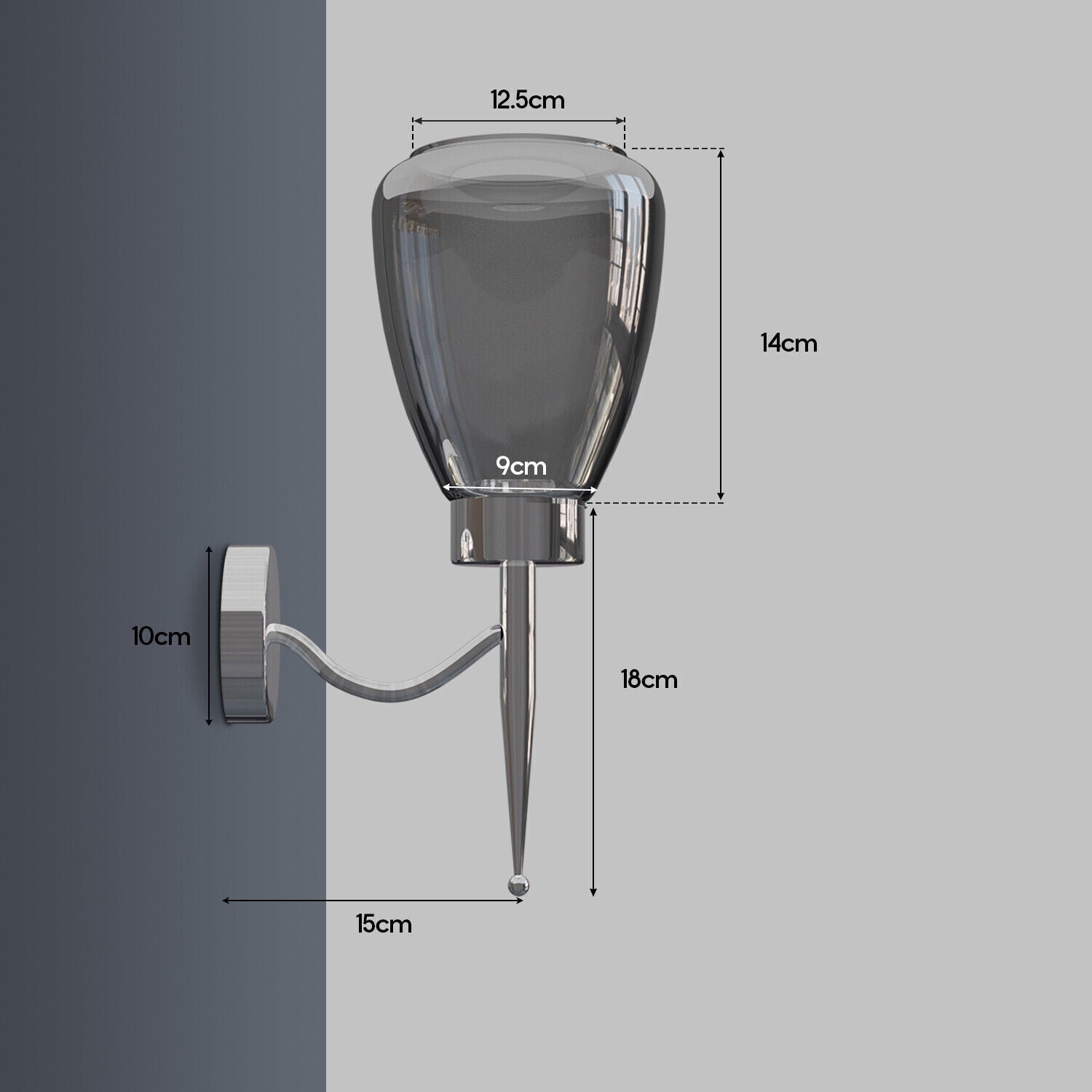 Modern Wall Sconces Smoked Glass Shade Wall Light ~5982