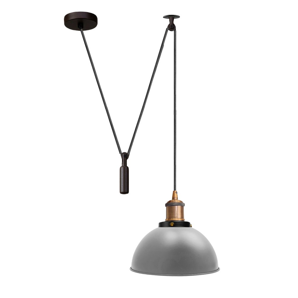 Adjustable Industrial Pulley Pendant Light Fixture, Vintage Metal Lampshade, E27 Base
