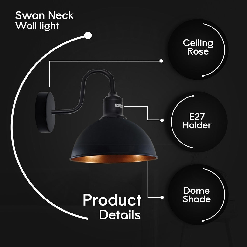 Vintage Rustic Black Metal Wall Light E27 Indoor Sconce Lamp ~6232