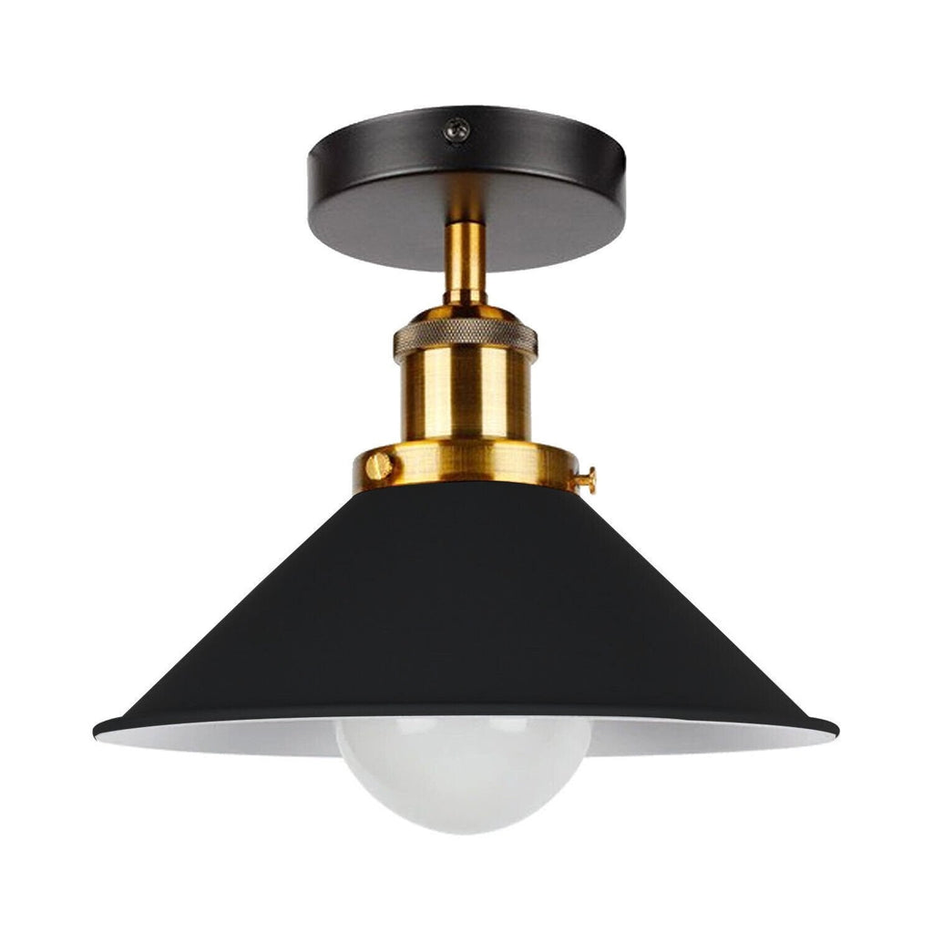 Industrial Metal Cone Shade Semi-Flush Ceiling Light Fixture for Modern Homes