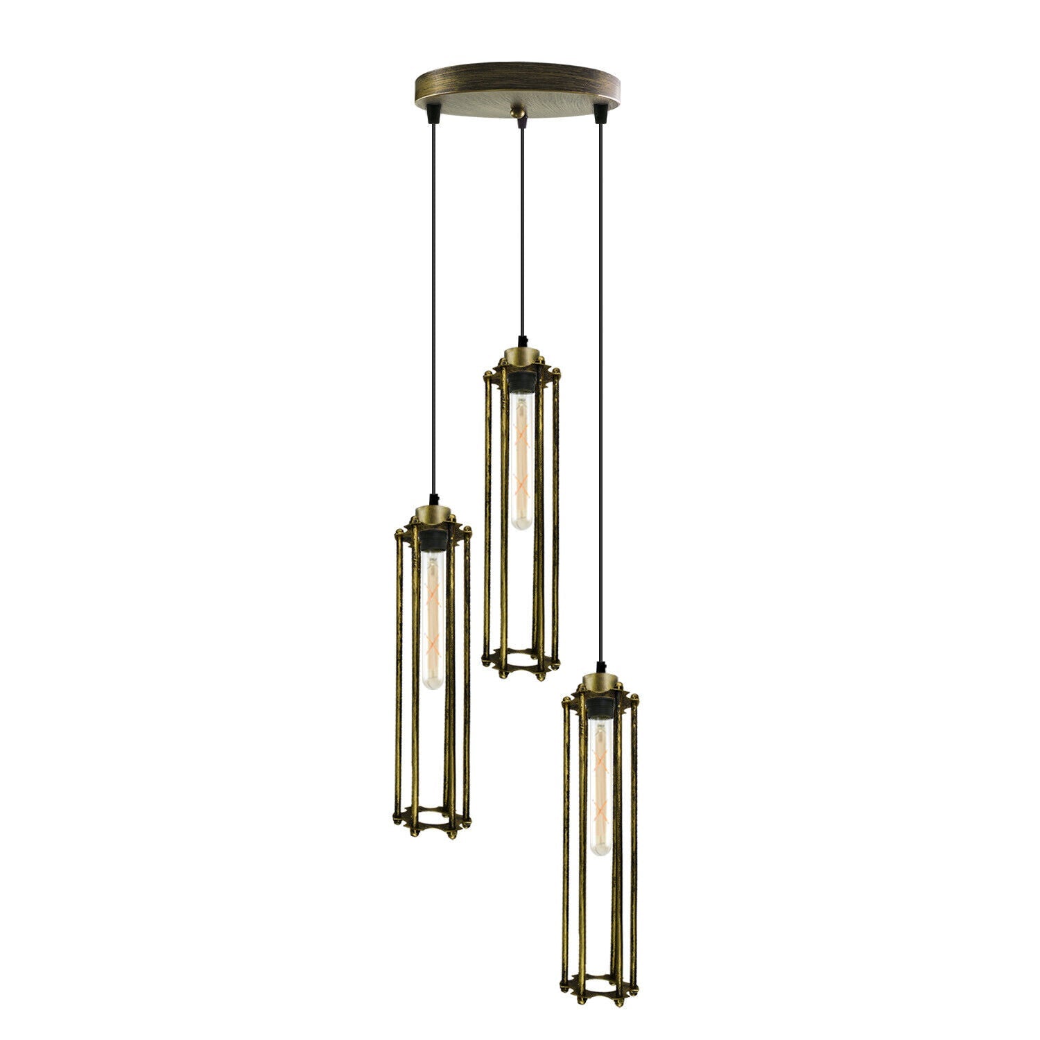 Industrial Metal Cage Pendant Light, Retro Hanging Ceiling Lamp Fixture