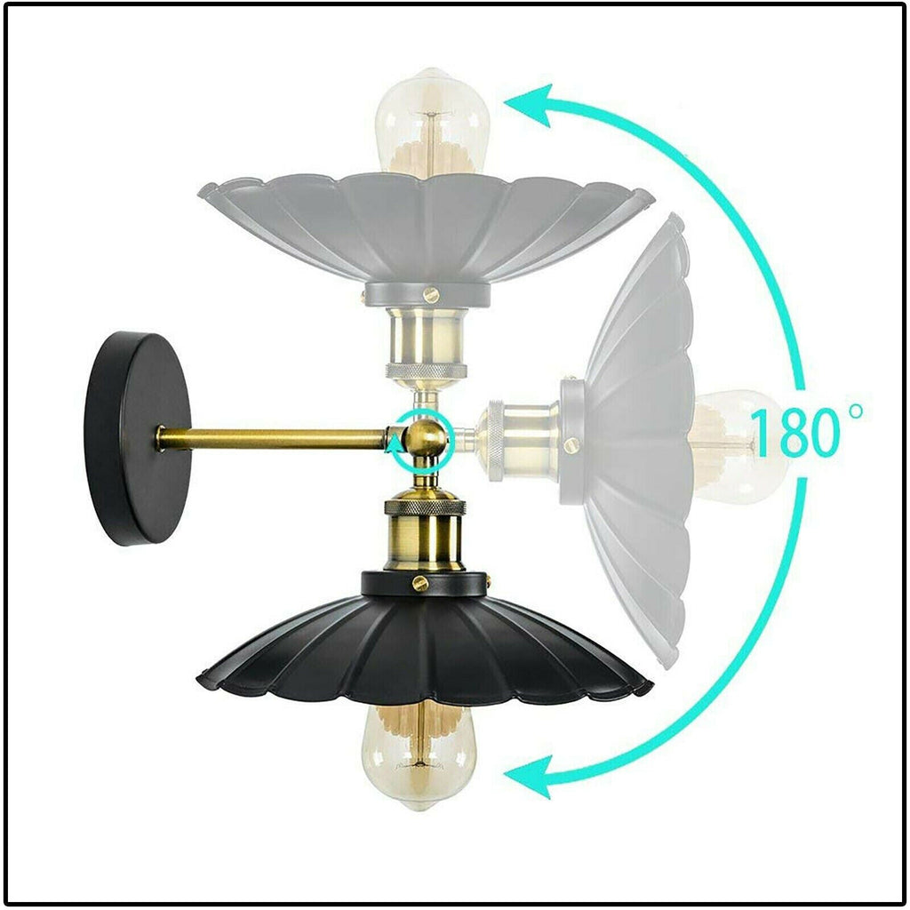 Industrial Black Metal Wall Sconce Light Fixture Retro Vintage Style Lamp