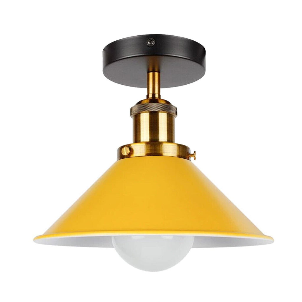 Industrial Metal Cone Shade Semi-Flush Ceiling Light Fixture for Modern Homes