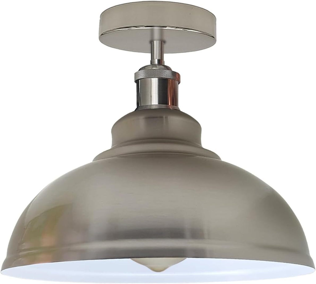 Industrial Style Flush Mount Ceiling Light with Curvy Metal Dome Shade