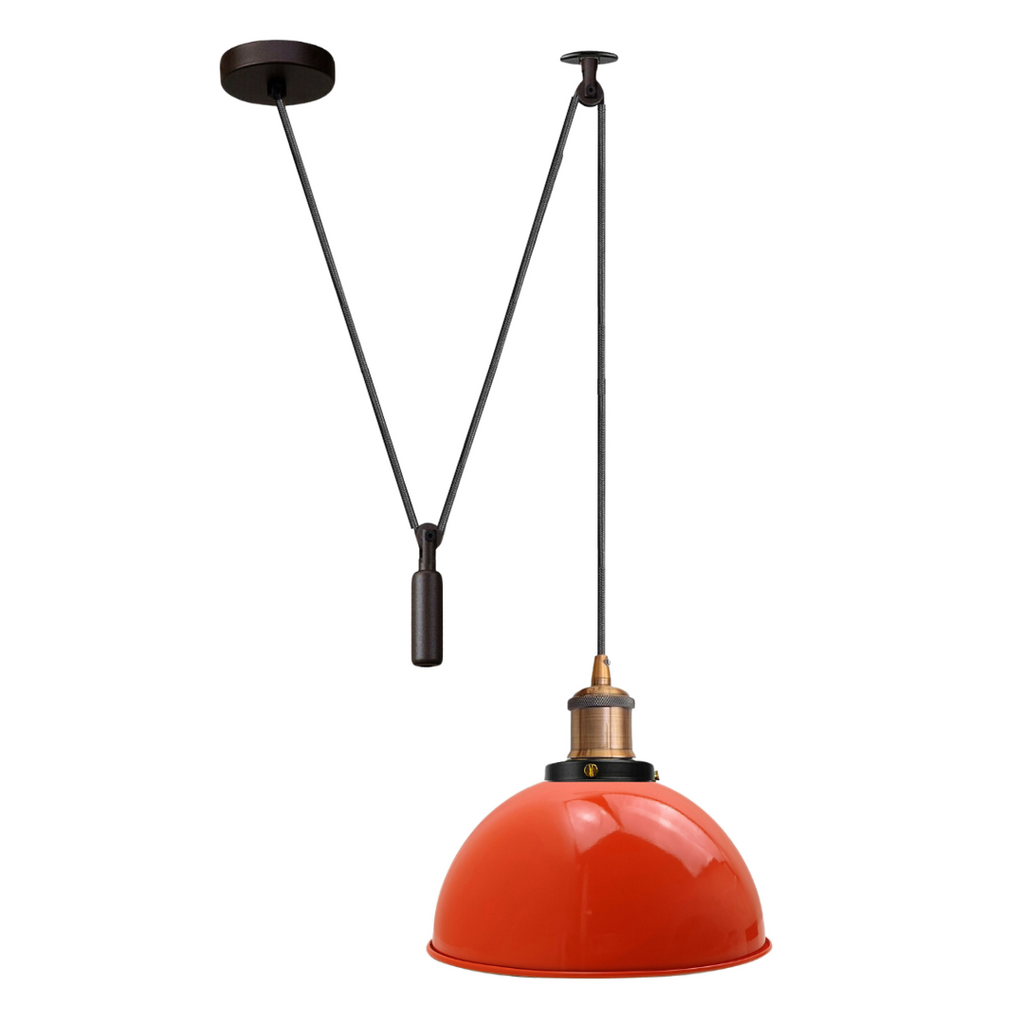 Adjustable Industrial Pulley Pendant Light Fixture, Vintage Metal Lampshade, E27 Base