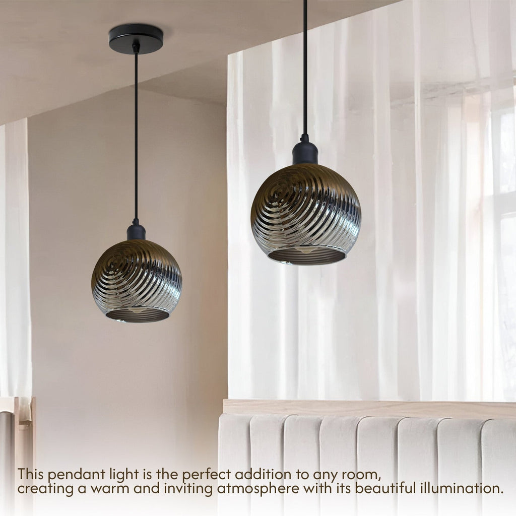 Industrial Retro Pendant Ceiling Light with Clear Glass Shade E27 Edison Ready