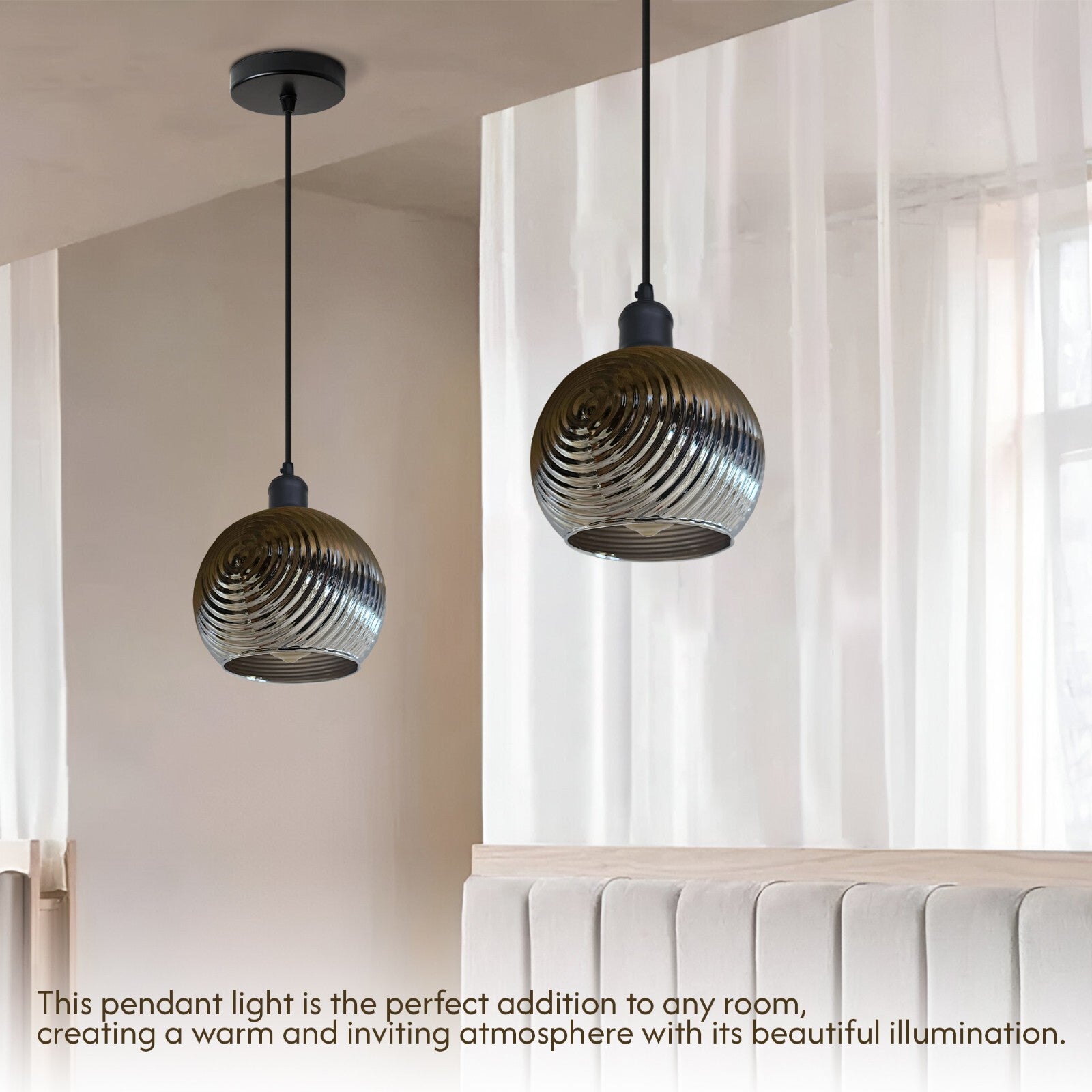 Industrial Retro Pendant Ceiling Light with Clear Glass Shade E27 Edison Ready