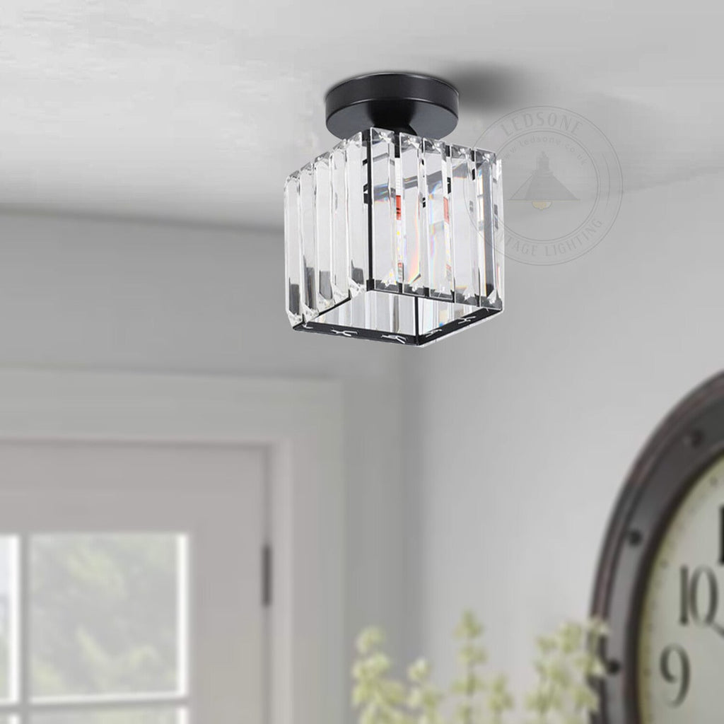 Modern K9 Crystal  Semi Flush Mount Square Ceiling Light ~6037