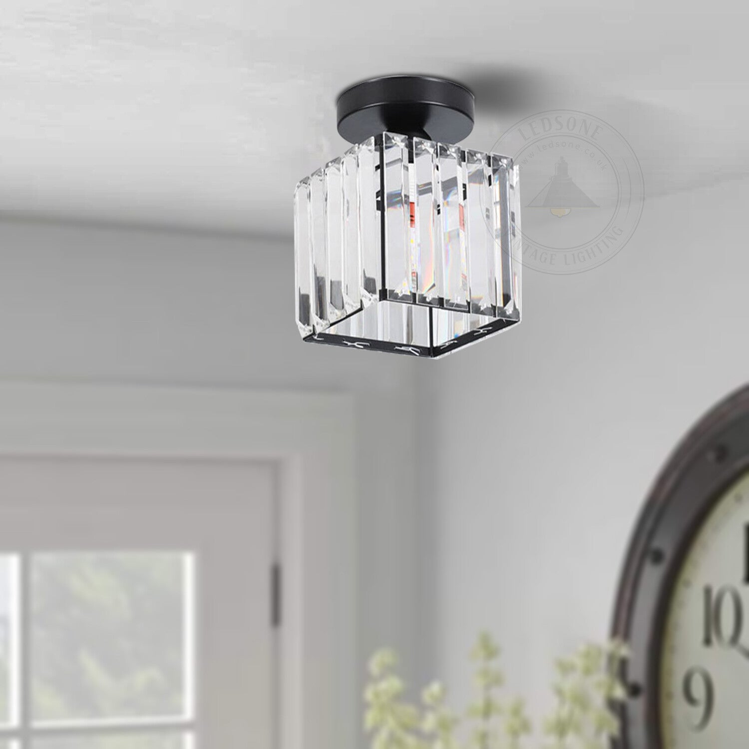 Modern K9 Crystal  Semi Flush Mount Square Ceiling Light ~6037