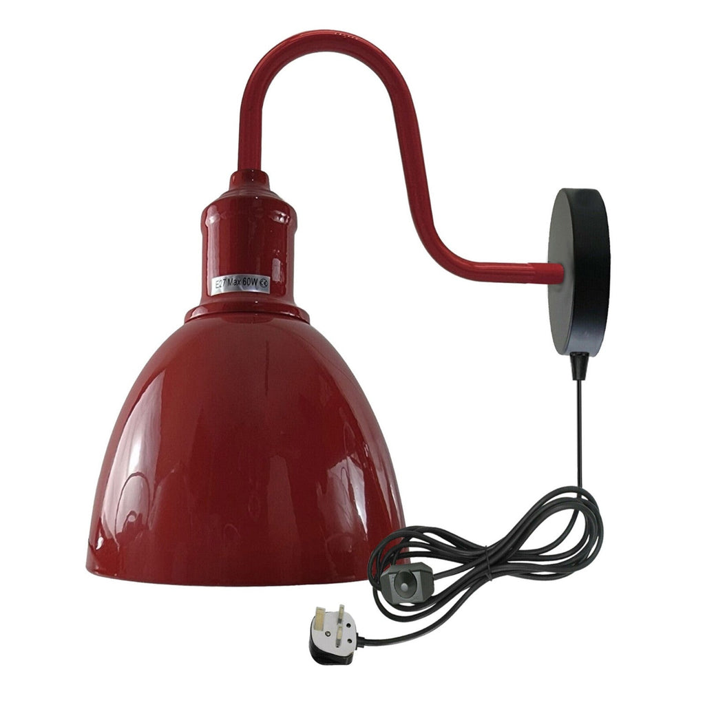 Vintage Industrial Plug-In Wall Light with Dimmer, E27 Metal Sconce Lamp