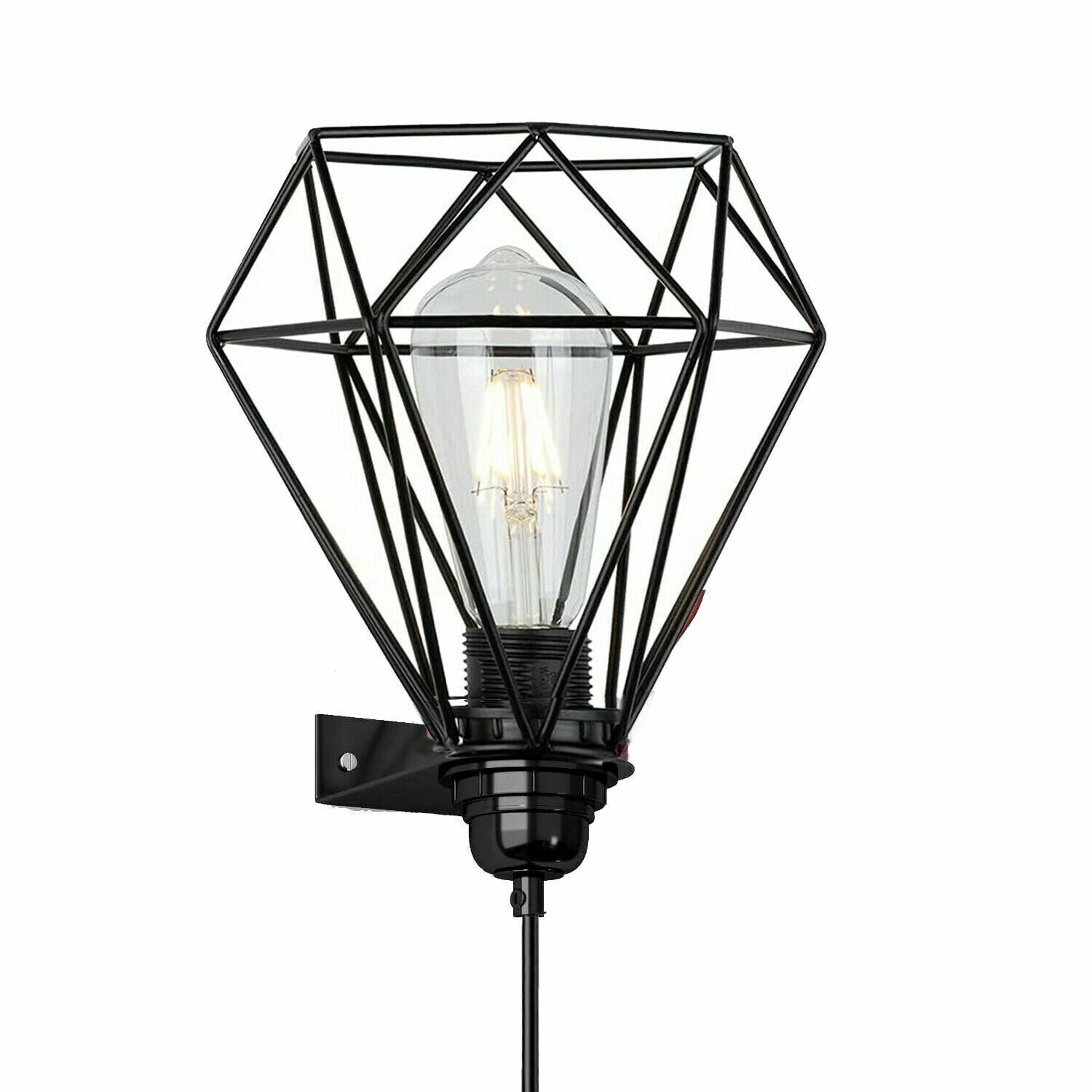 Modern Industrial Plug-in Metal Swing Arm Wall Sconce Light with Dimmer Switch