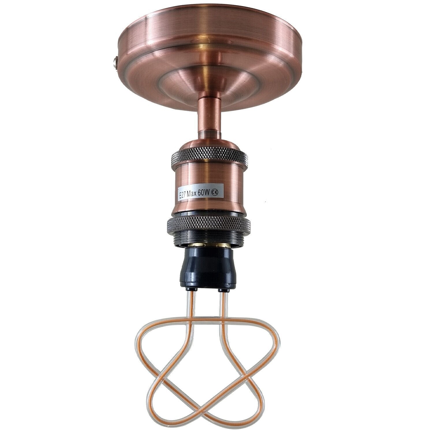 Industrial Flush Mount LED Ceiling Light Fixture, Modern Copper & Brass Finish