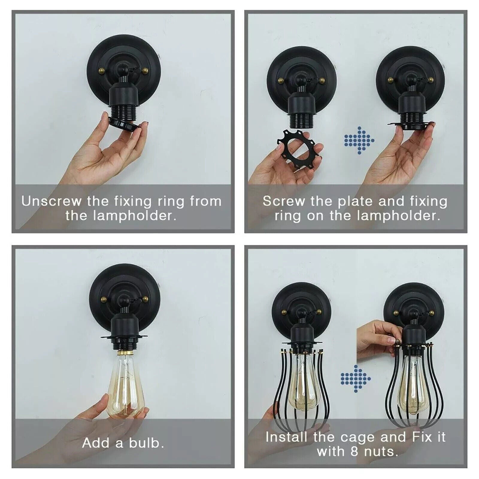 Vintage Wall Light Industrial Cage Wall Lights Lamps ~ 6004