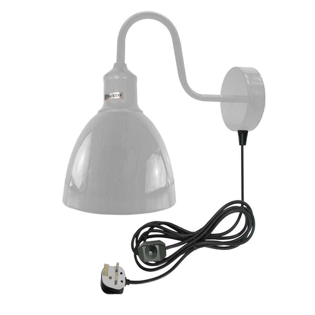 Industrial Vintage Plug-in Wall Sconce with Dimmer and Fabric Cable